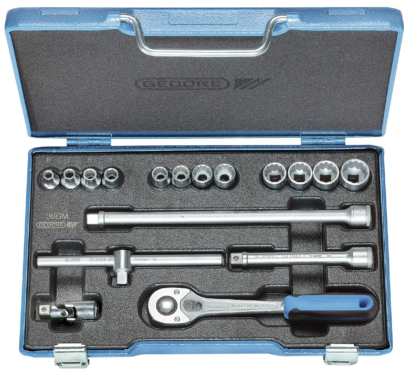 Hylsnyckelsats. Med 3/8" fyrkantsfäste. Gedore D30 GMU-10 / D 30 GAU-10