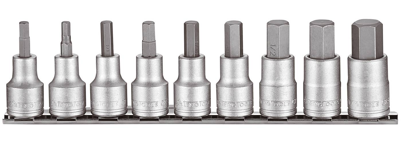 Insexhylssats. Med 1/2" fyrkantsfäste. Teng Tools M1209AF