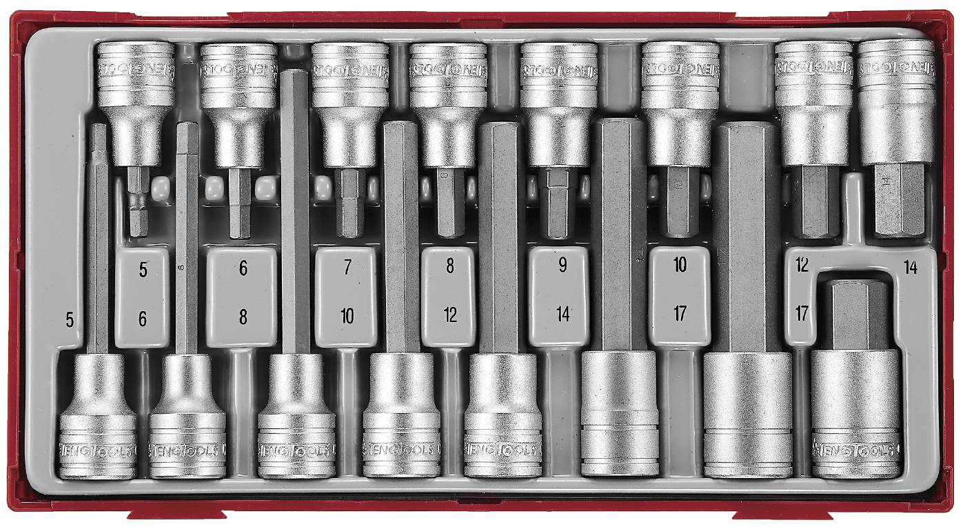16 delars insex hylsbitssats. Med 1/2'' fyrkantsfäste. Teng Tools TTHEX16 – bild 2