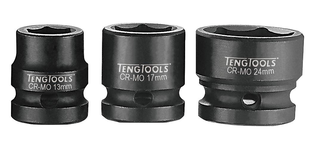 Krafthylsa. Med 1/2" fyrkantsfäste. Teng Tools 920710-C / 920724-C