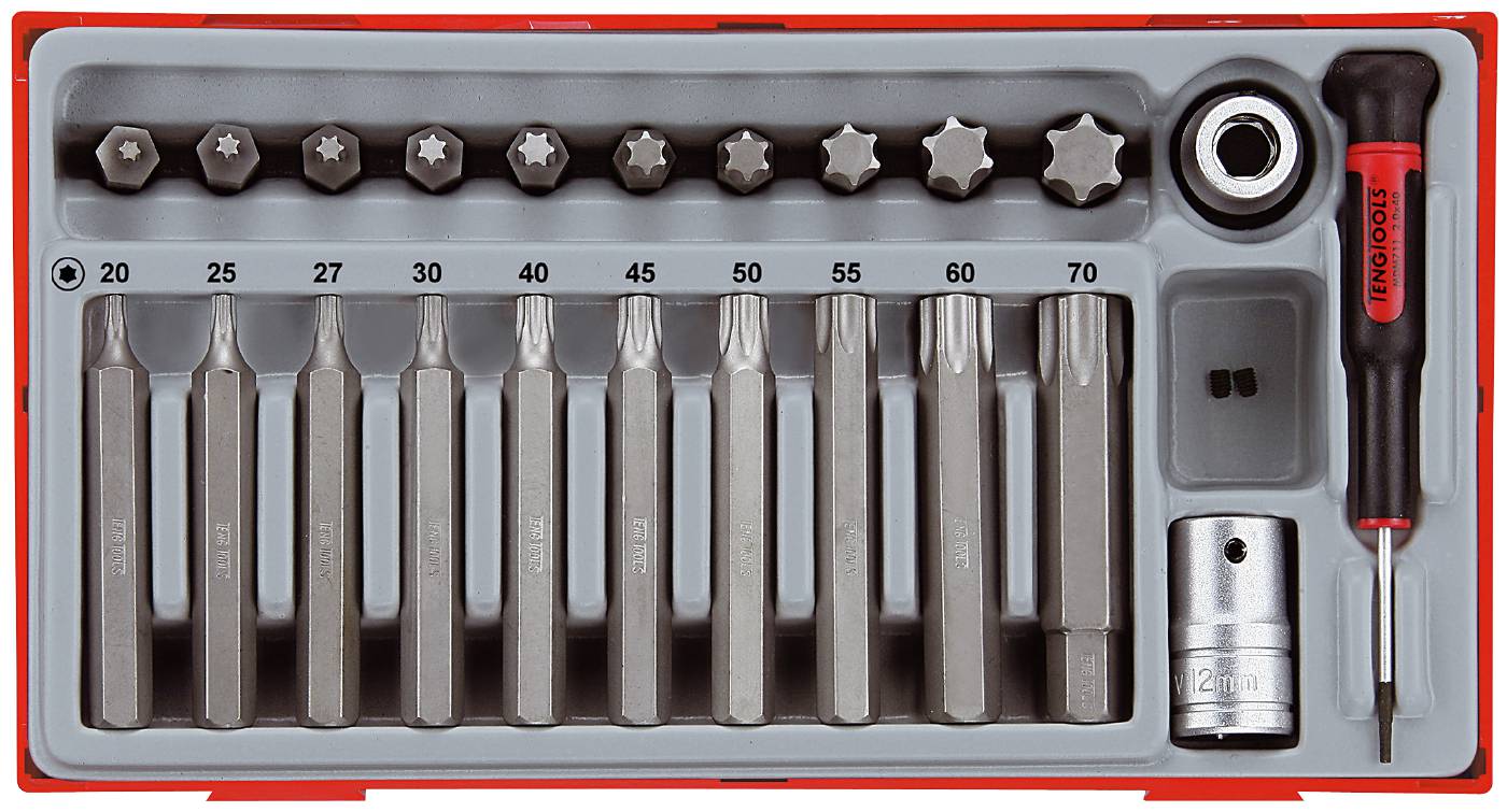 23 delars TX-hyls-sats. Med 1/2'' fyrkantsfäste Teng Tools TTTX23