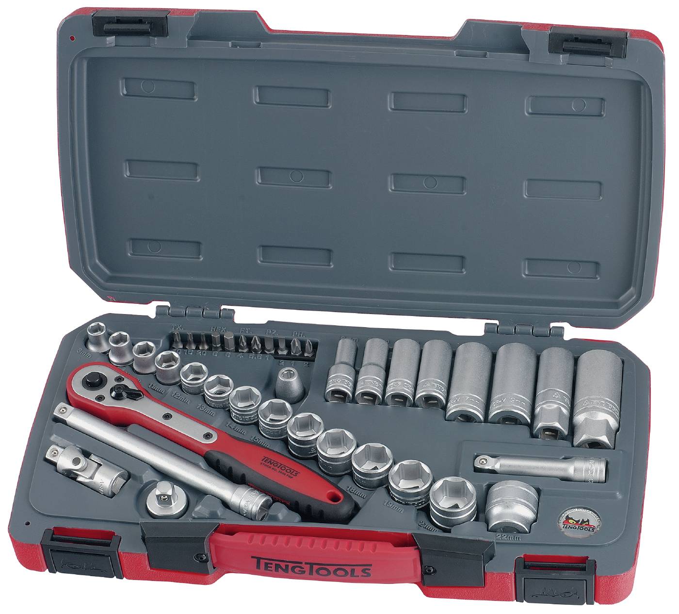 Hylsnyckelsats. Med 3/8'' fyrkantsfäste Teng Tools T3839