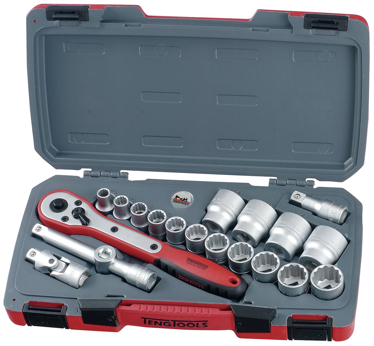 Hylsnyckelsats. Med 1/2'' fyrkantsfäste. Teng Tools T1220AF
