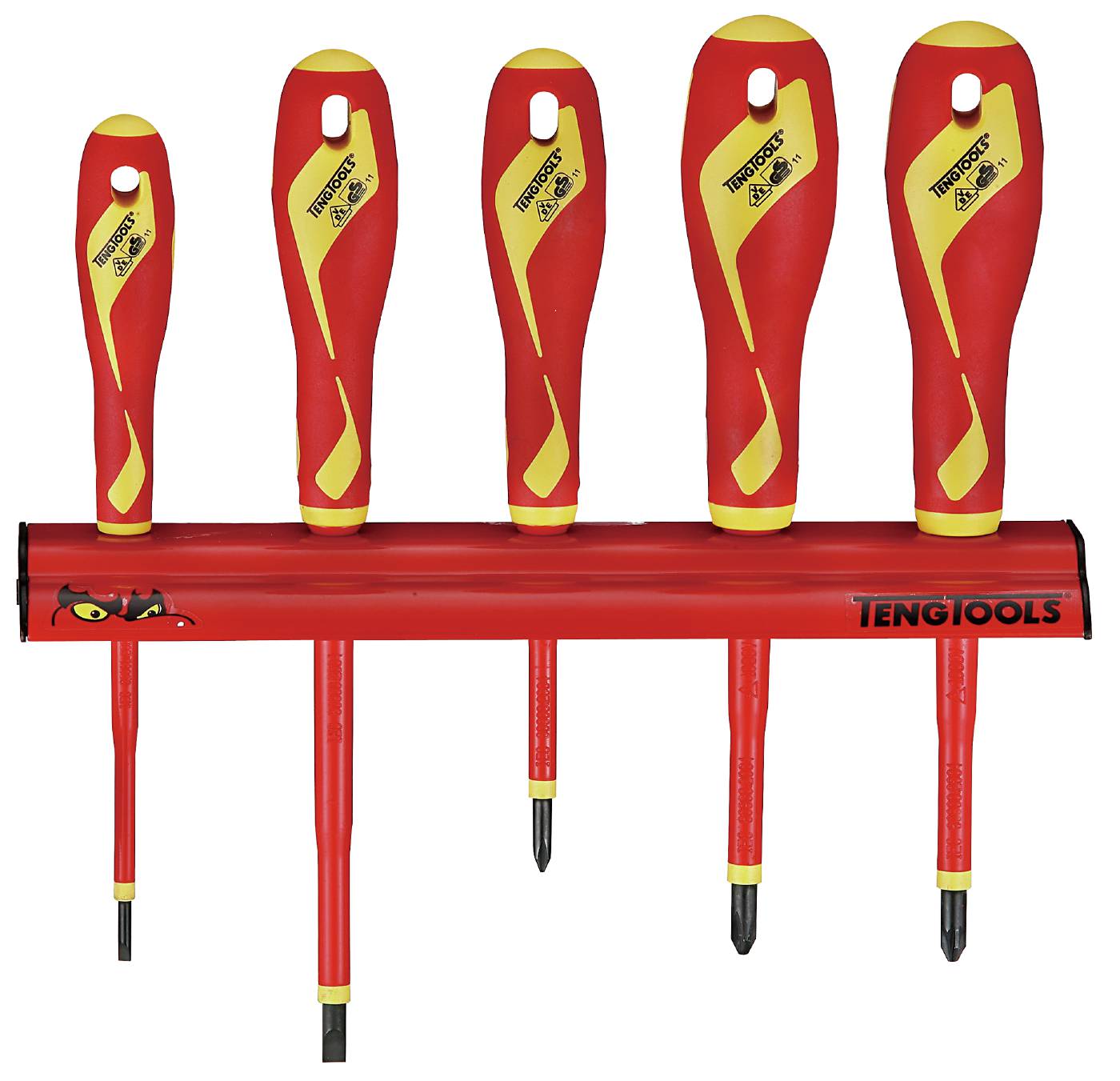 Skruvmejselsats 1000 V med väggställ Teng Tools WRMDV05N