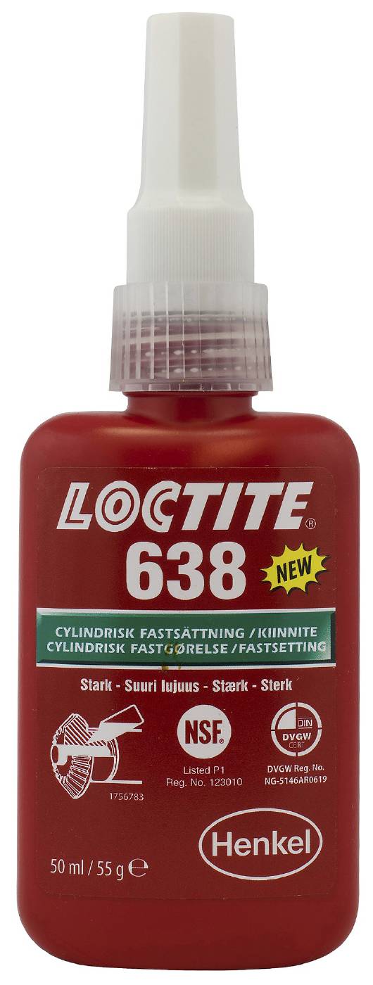 Cylindrisk fastsättning , höghållfast Loctite 638