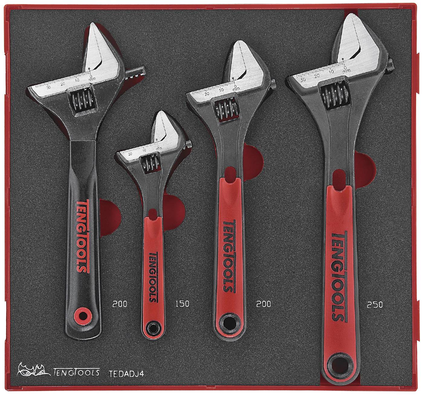 4 delars Skiftnyckelsats. Teng Tools TEDADJ4 – bild 2