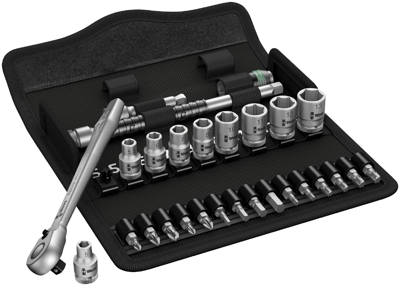 Hylsnyckelsats med 1/4'' fyrkantsfäste. Wera 8100 SA 8