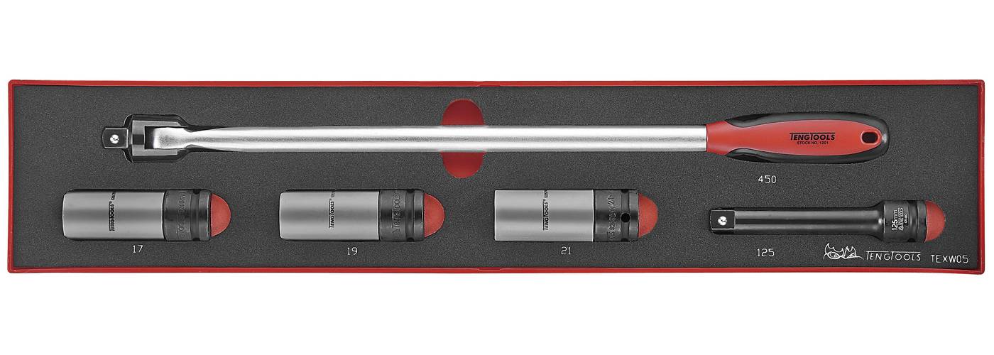 5 delars Hjulmutterhylssats. Teng Tools TEXW05 – bild 2