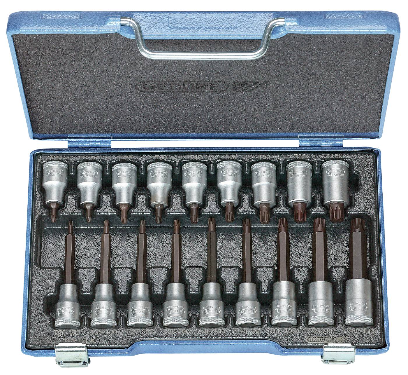 Torx-hylsor i sats. Med 1/2" fyrkantsfäste. Gedore ITX19LKP