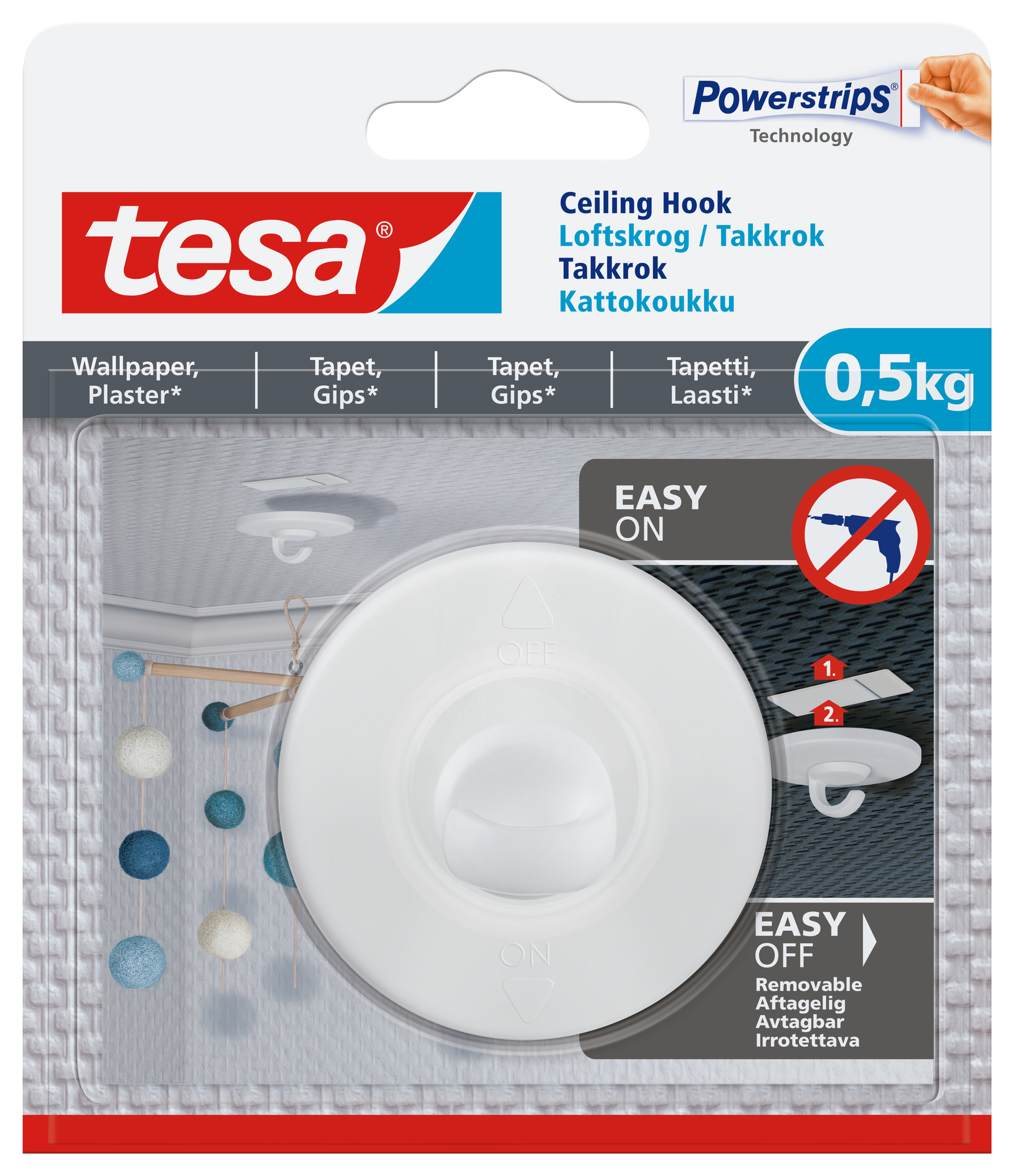 Takkrok för tapet och gips Tesa – bild 3