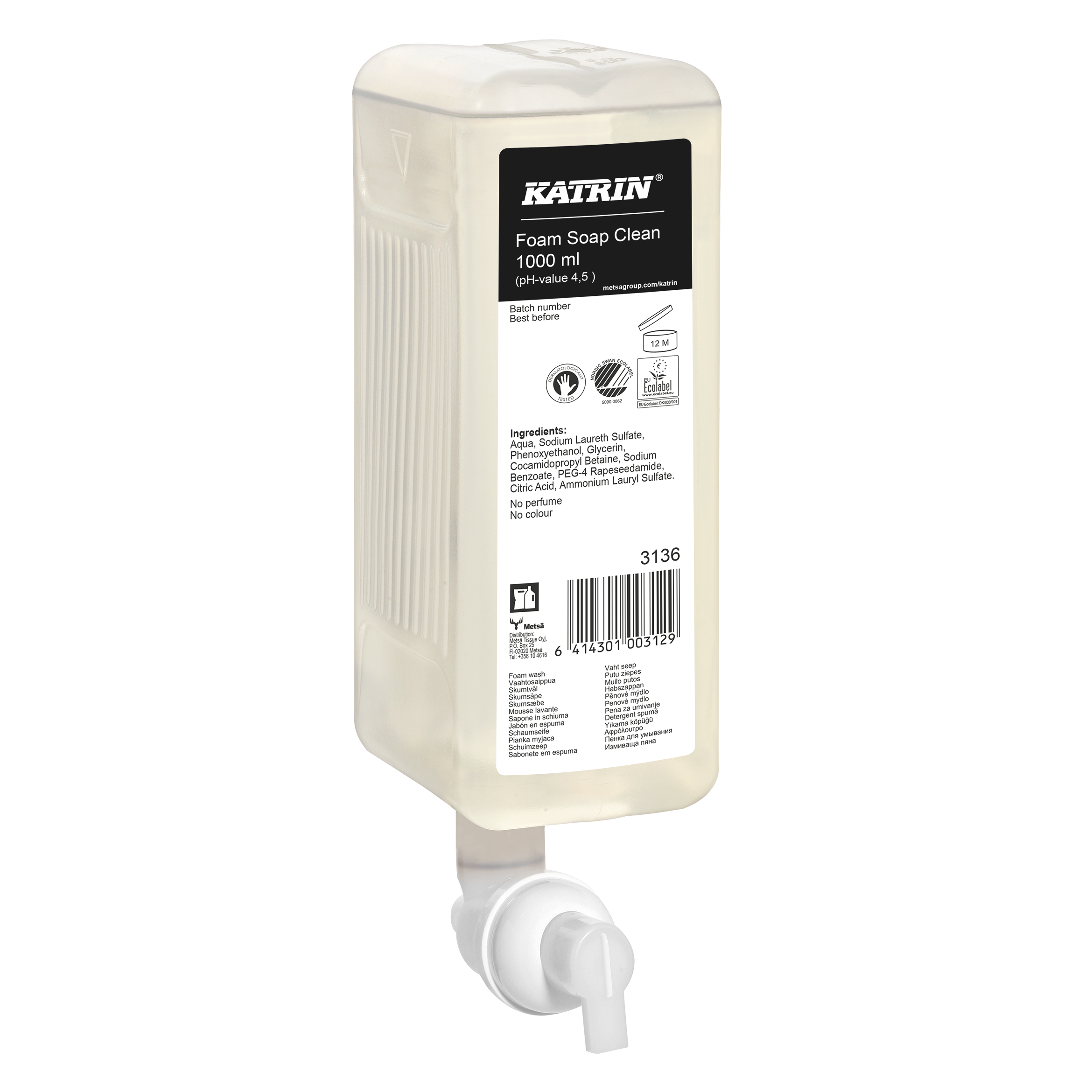 Skumtvål Katrin Pure Neutral för tvåldispenser 1000 ML – bild 2