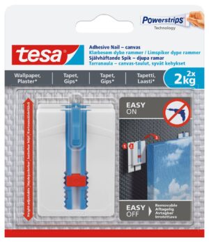 Justerbar självhäftande spik för tapet och gips Tesa