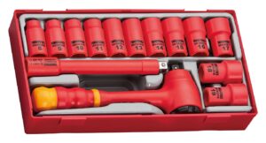 14 delars Hylsnyckelsats med 3/8”-fäste Teng Tools TTV3814 1000 V