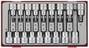 18 delars Hylsbitssats för TX-spår, 1/2'' fyrkantsfäste. Teng Tools TTTX18